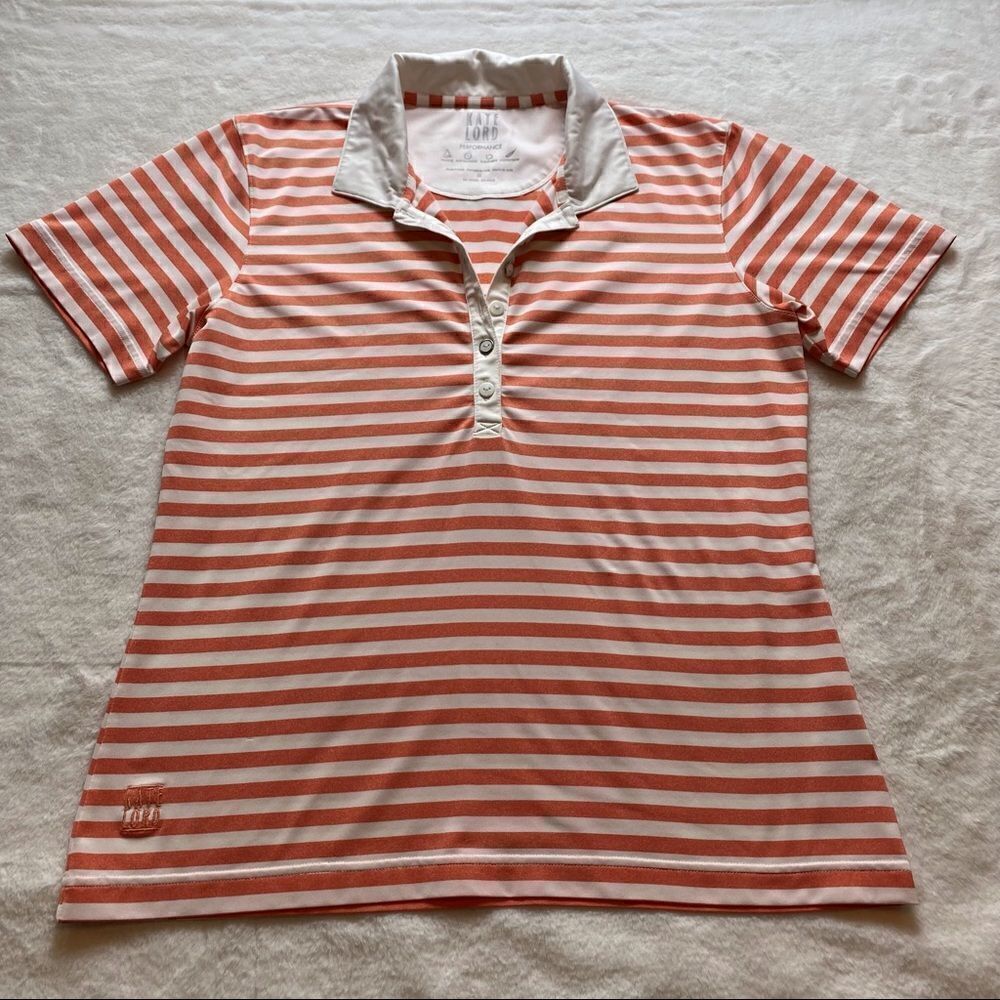 Kate Lord White and Coral Golf Polo shirt Size Medium